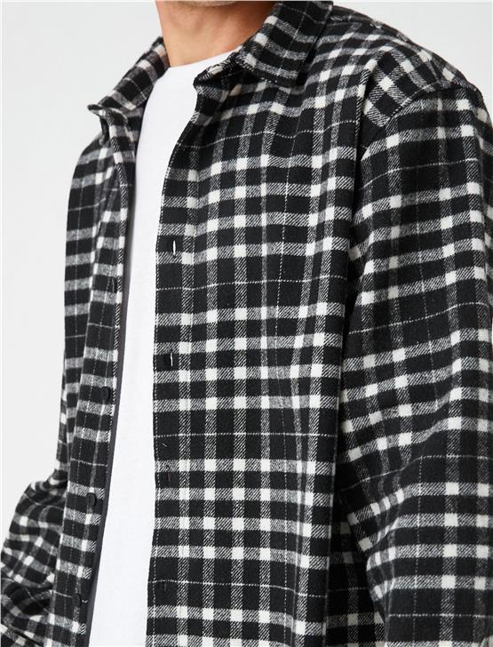 Koton 3Wam60007Hw Siyah Ekose 9C9 Erkek Woven Tops