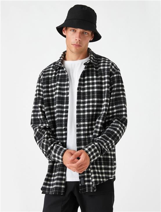 Koton 3Wam60007Hw Siyah Ekose 9C9 Erkek Woven Tops
