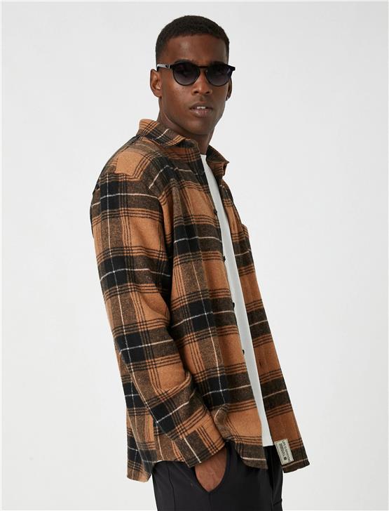 Koton 3Wam60016Hw Sarı Ekose 1C5 Erkek Akrılık Woven Tops Gömlek