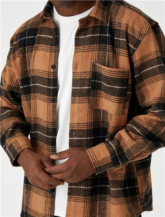 Koton 3Wam60016Hw Sarı Ekose 1C5 Erkek Akrılık Woven Tops Gömlek