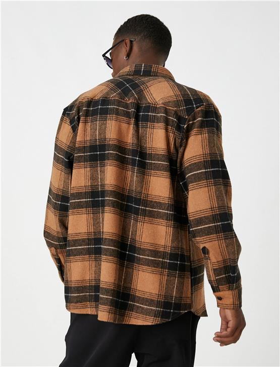 Koton 3Wam60016Hw Sarı Ekose 1C5 Erkek Akrılık Woven Tops Gömlek