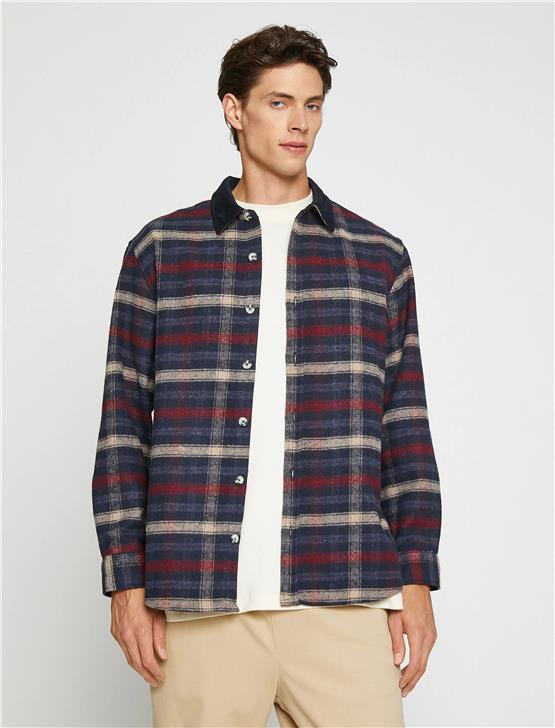 Koton  3Wam60118Hw Kırmızı Ekoseli 01P Erkek Woven Tops Gömlek