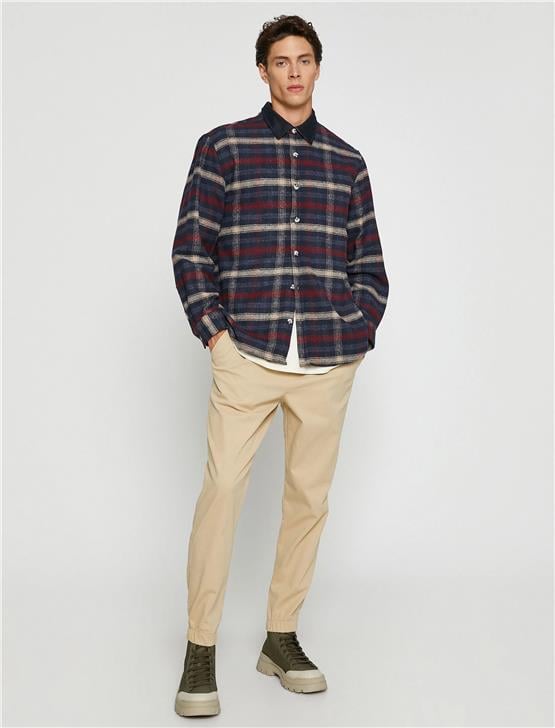 Koton  3Wam60118Hw Kırmızı Ekoseli 01P Erkek Woven Tops Gömlek