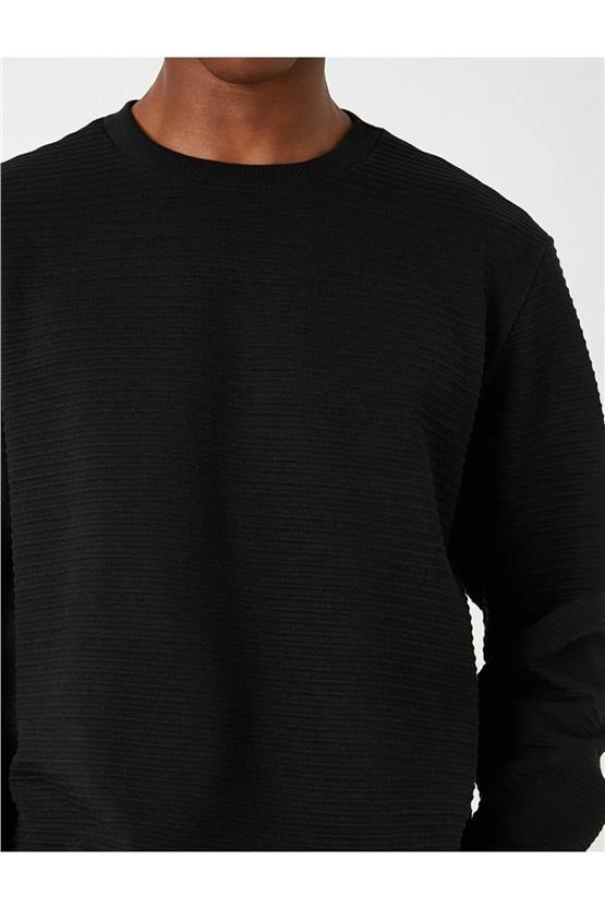 Koton 3Wam70045Mk 999 Siyah Erkek Basıc Kazak