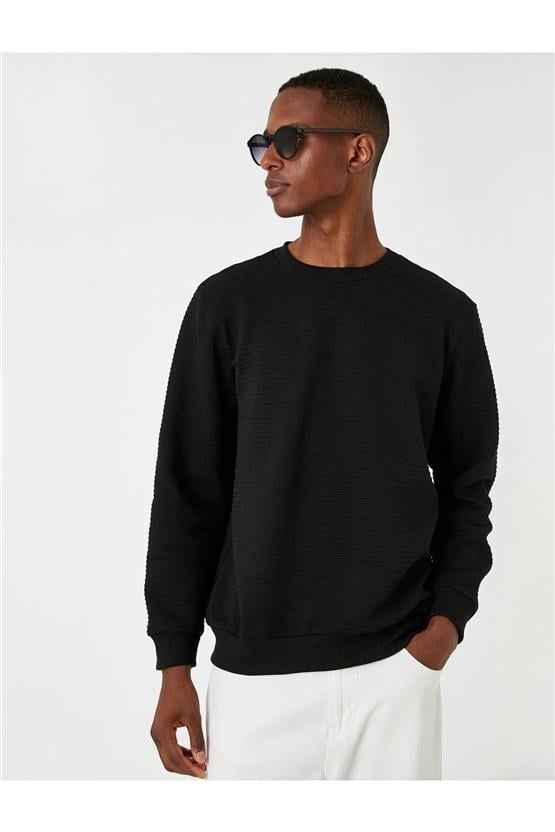 Koton 3Wam70045Mk 999 Siyah Erkek Basıc Kazak