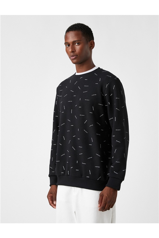 Koton 3Wam70076Mk Siyah 999 Erkek Jersey Sweatshirt