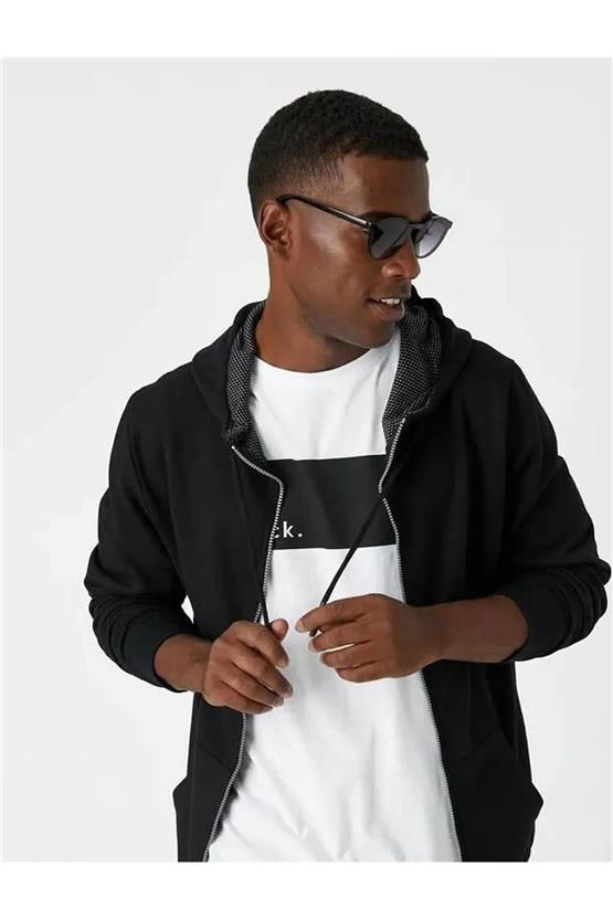 Koton 3Wam70107Mk Siyah 999 Erkek Pamuk Jersey Sweatshirt