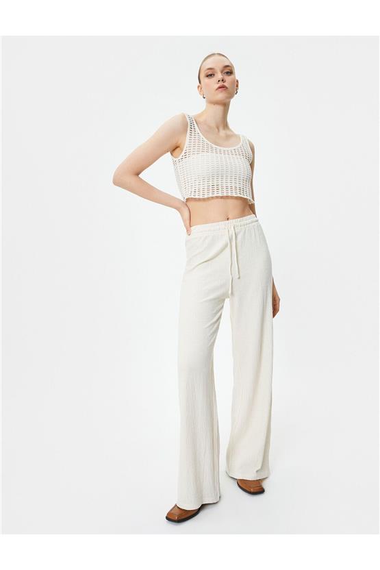 Koton 4Sak40013Ek 001 Kırık Beyaz Kadın Jersey Pantolon