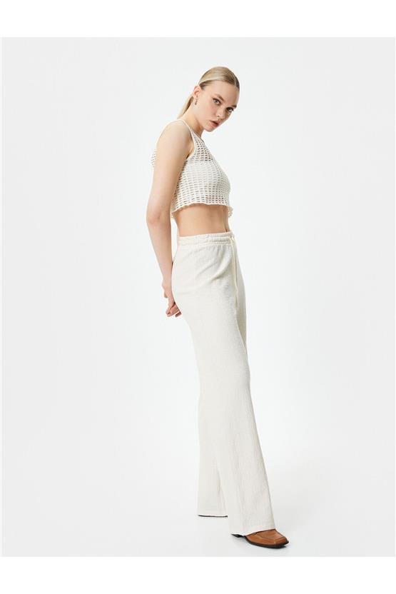 Koton 4Sak40013Ek 001 Kırık Beyaz Kadın Jersey Pantolon