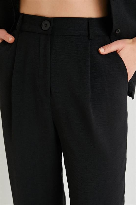 Koton 4Sak40018Pw 999 Siyah Kadın Polyester Dokuma Pantolon