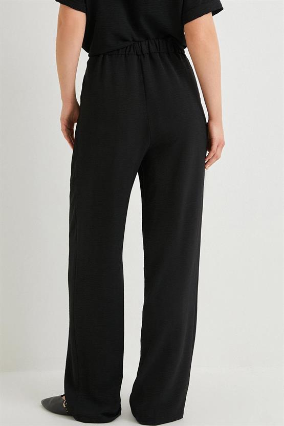 Koton 4Sak40018Pw 999 Siyah Kadın Polyester Dokuma Pantolon