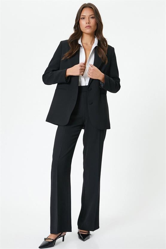 Koton 4Sak40048Uw 999 Siyah Kadın Dokuma Pantolon