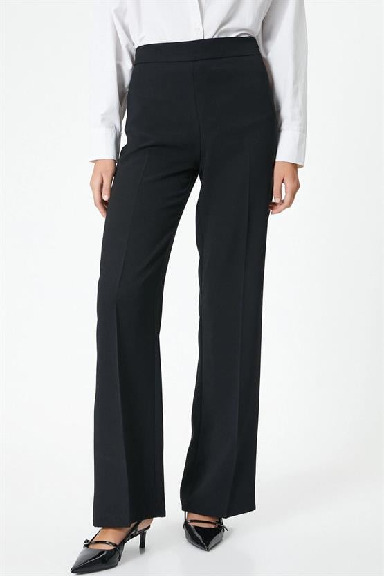 Koton 4Sak40048Uw 999 Siyah Kadın Dokuma Pantolon