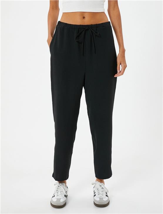 Koton 4Sak40062Ew 999 Sıyah Kadın Dokuma Pantolon