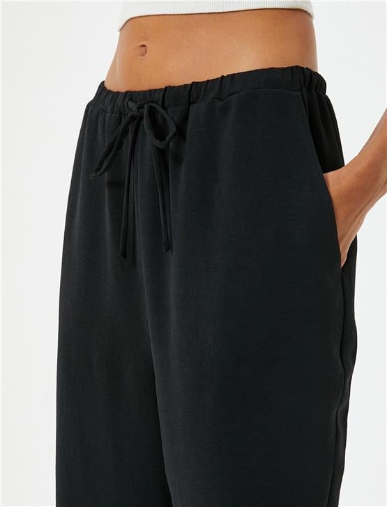 Koton 4Sak40062Ew 999 Sıyah Kadın Dokuma Pantolon