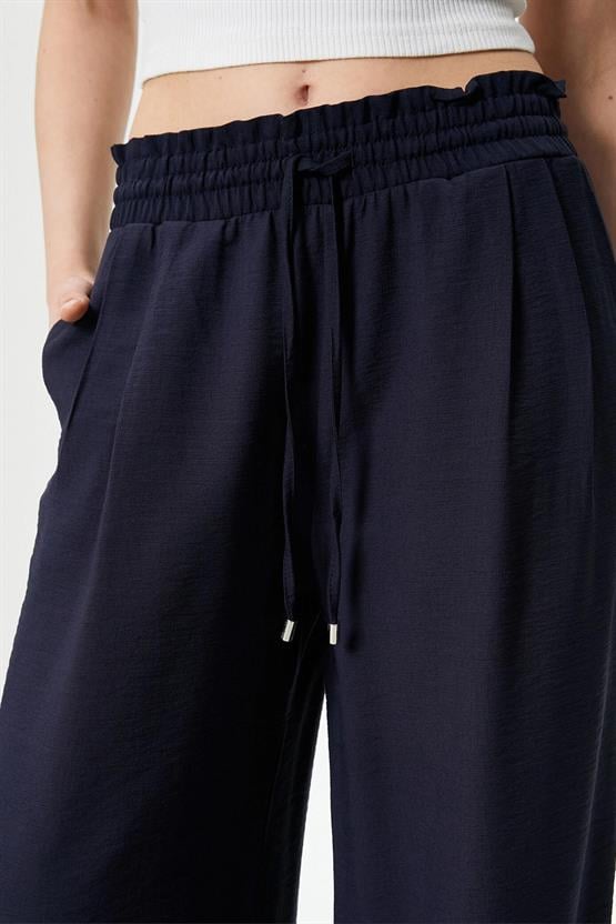 Koton 4Sak40160Pw 704 Lacivert Kadın Dokuma Pantolon