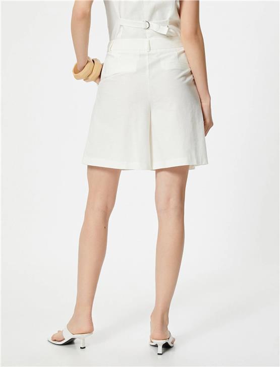 Koton 4Sak40349Pw 001 Kırık Beyaz Kadın Dokuma Sort