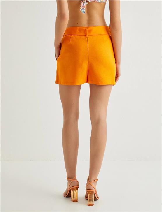 Koton 4Sak40403Pw 200 Turuncu Kadın Dokuma Sort