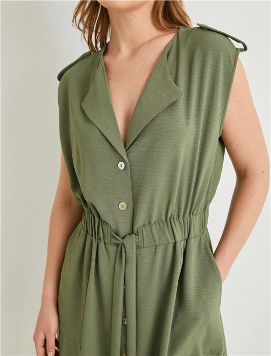 Koton 4Sak80001Pw 878 Hakı Kadın Dokuma Elbıse