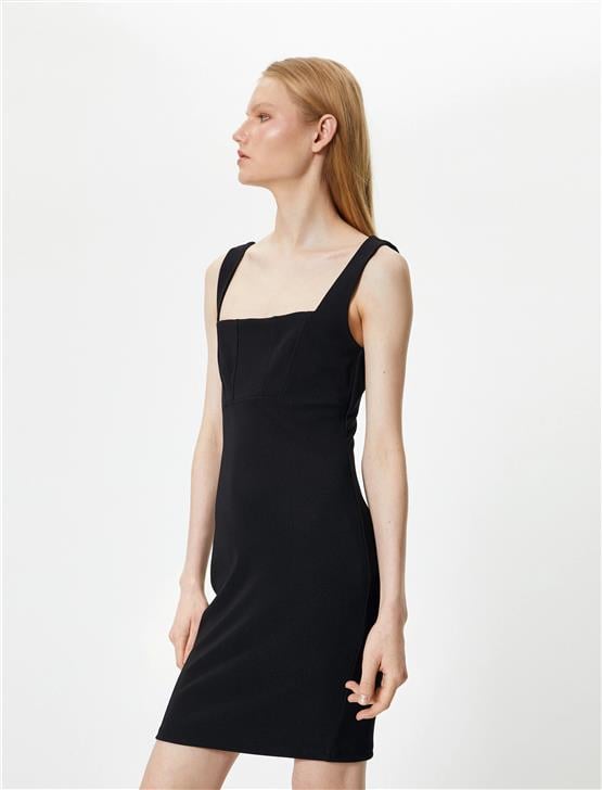 Koton 4Sak80013Ek 999 Siyah Kadın Elastan Elbise