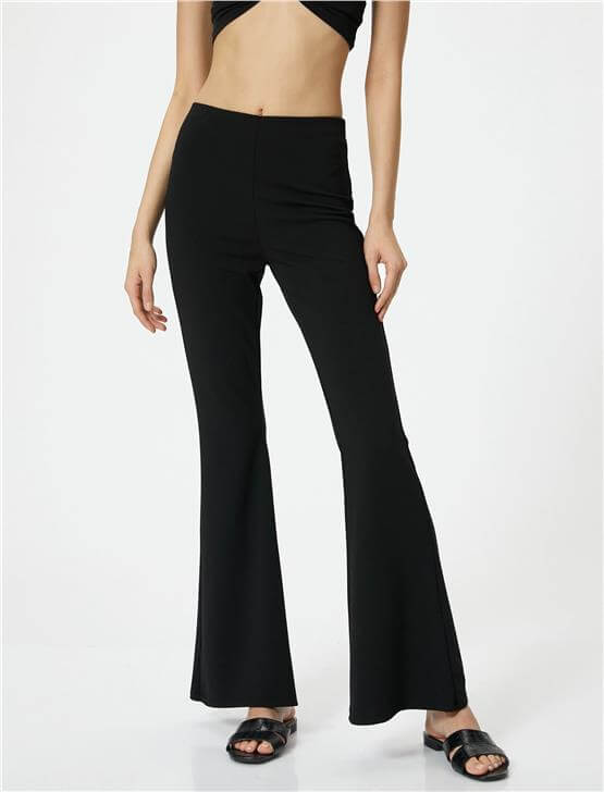 Koton 4Sak80016Ek 999 Siyah Kadın Elastan Jersey Tayt