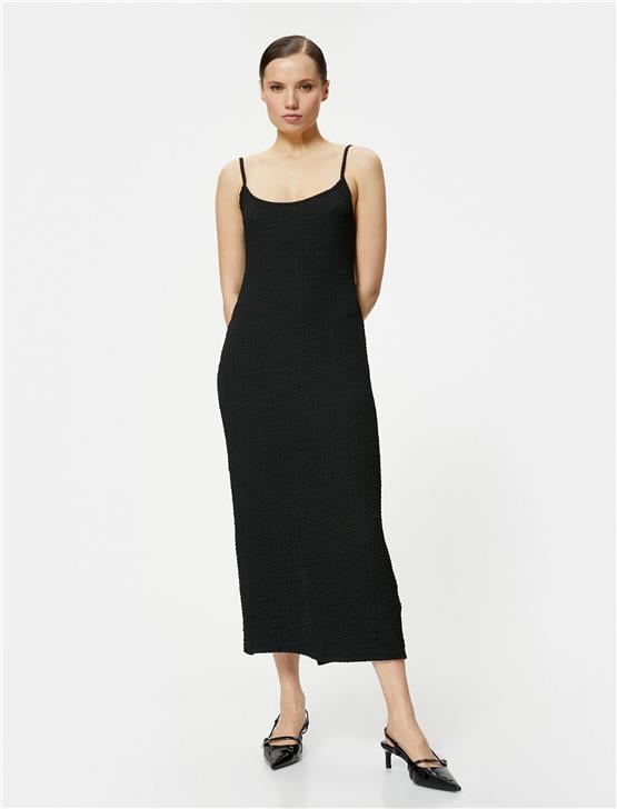 Koton 4Sak80021Ek 999 Siyah Kadın Jersey Elbise
