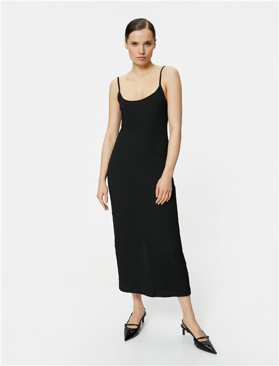 Koton 4Sak80021Ek 999 Siyah Kadın Jersey Elbise