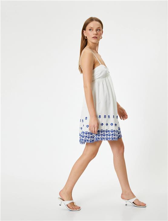 Koton 4Sak80220Ew 001 Kırık Beyaz Kadın Dokuma Elbıse