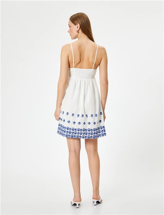 Koton 4Sak80220Ew 001 Kırık Beyaz Kadın Dokuma Elbıse