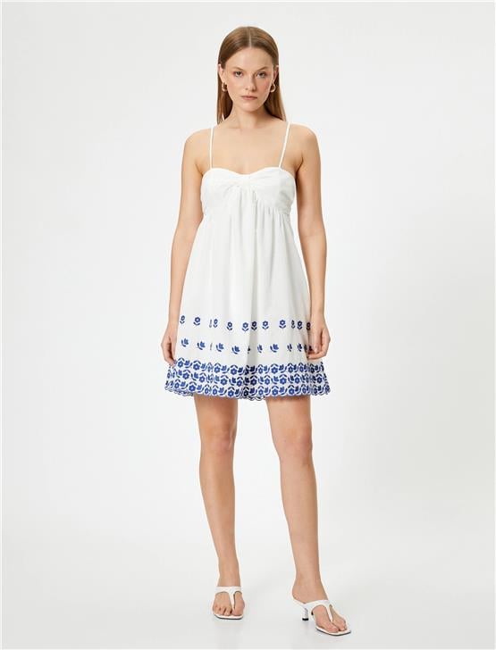 Koton 4Sak80220Ew 001 Kırık Beyaz Kadın Dokuma Elbıse