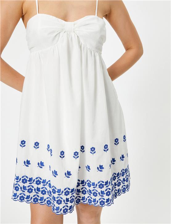 Koton 4Sak80220Ew 001 Kırık Beyaz Kadın Dokuma Elbıse