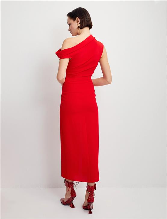 Koton 4Sak80226Uw 410 Kırmızı Kadın Dokuma Elbıse