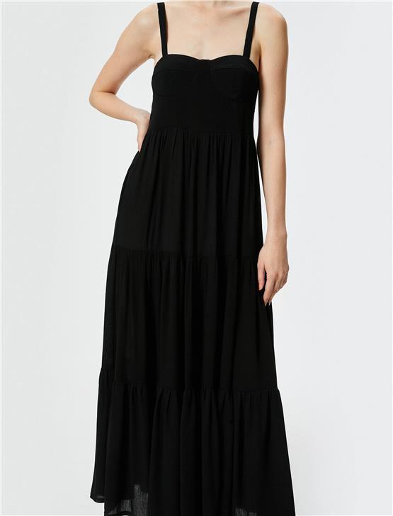 Koton 4Sak80330Ew 999 Sıyah Kadın Dokuma Elbıse