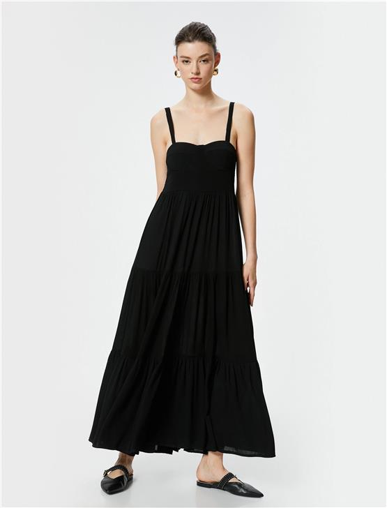 Koton 4Sak80330Ew 999 Sıyah Kadın Dokuma Elbıse