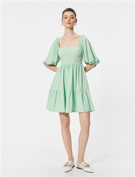 Koton 4Sak80382Ek 786 Yesıl Kadın Jersey Elbıse
