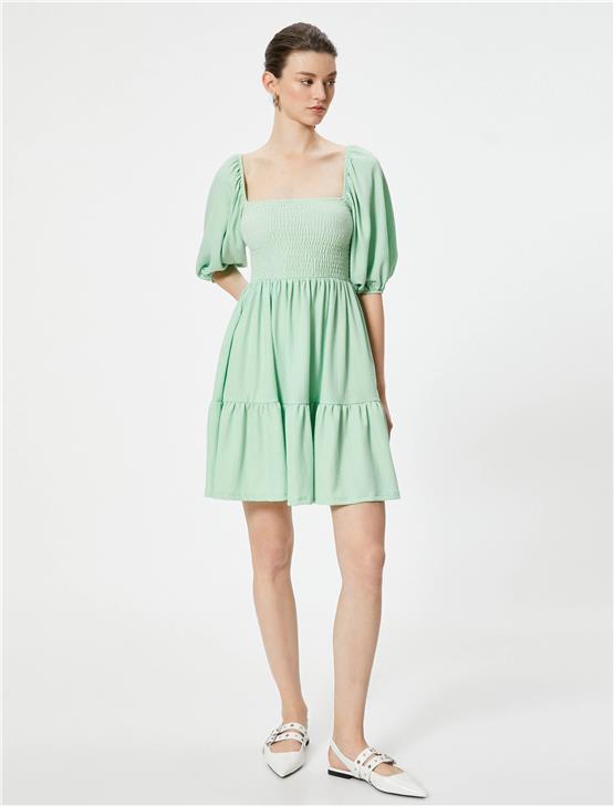 Koton 4Sak80382Ek 786 Yesıl Kadın Jersey Elbıse