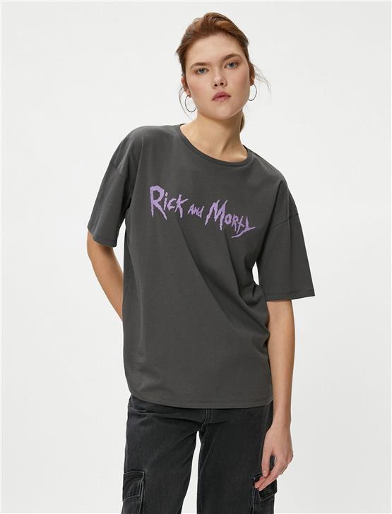 Koton 4Sal10170Ik 924 Antrasit Genç Kız Pamuk Jersey Kısa Kollu T-Shirt