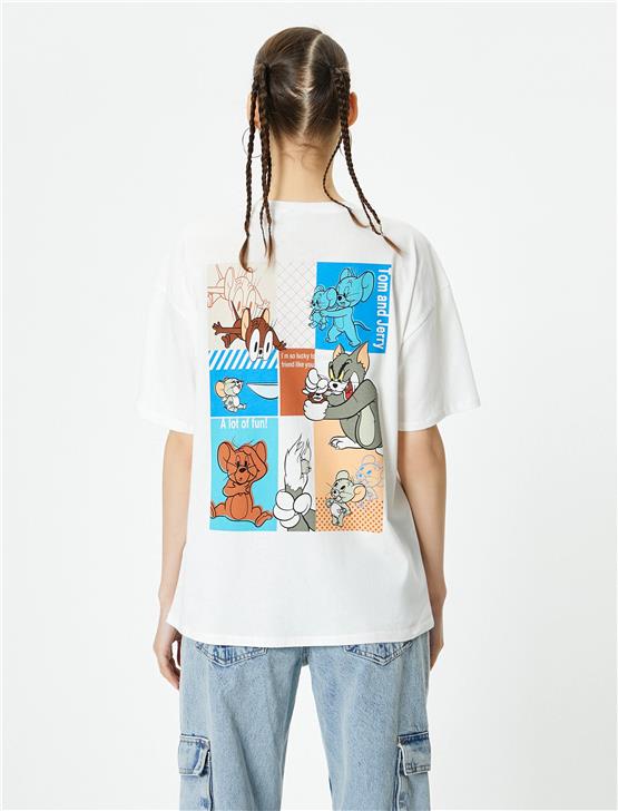 Koton 4Sal10206Ik 010 Ekru Genç Kız Pamuk Jersey Kısa Kollu T-Shirt
