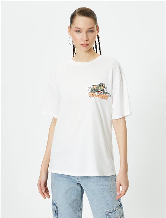 Koton 4Sal10206Ik 010 Ekru Genç Kız Pamuk Jersey Kısa Kollu T-Shirt
