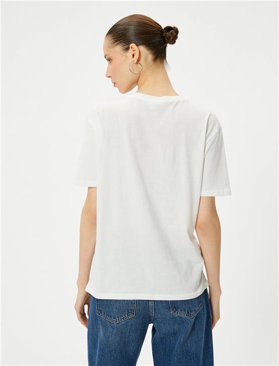 Koton 4Sal10927Ik 010 Ekru Genc Kız Jersey Kısa Kollu T-Shırt