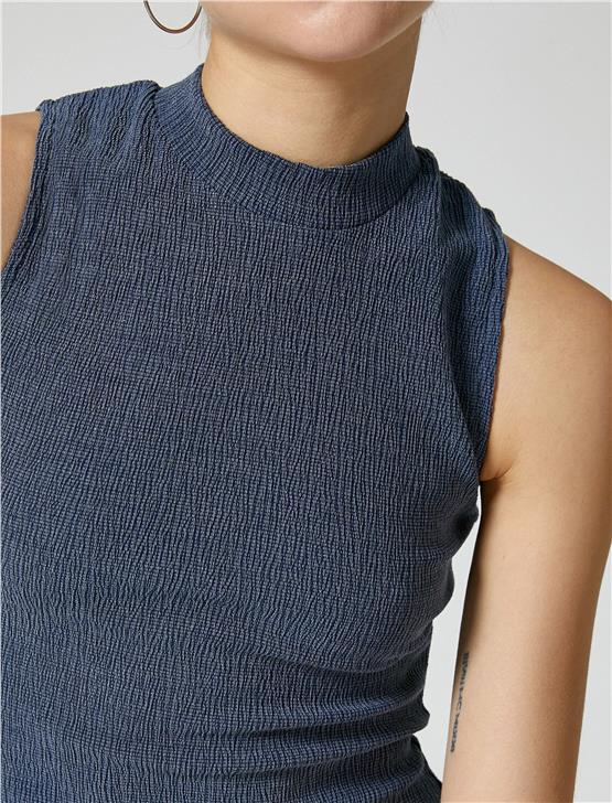 Koton 4Sal30046Ik 624 Mavi Genç Kız Viskoz Jersey Kolsuz T-Shirt