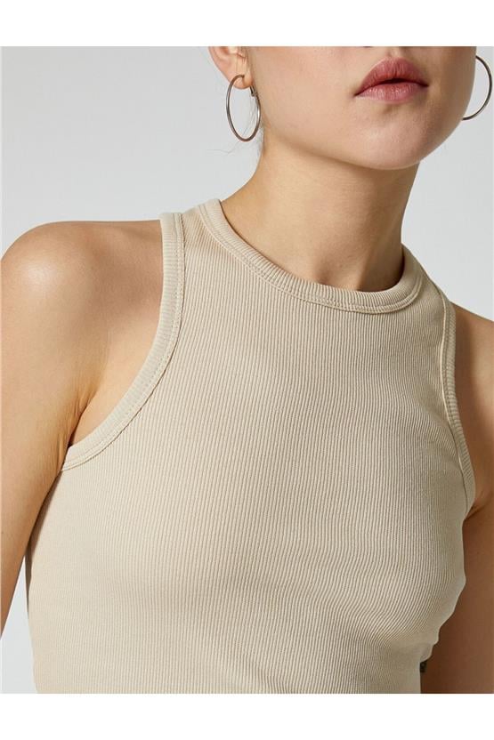 Koton 4Sal30065Ik 547 Kahverengi Genç Kız Jersey Kolsuz Basic T-Shirt