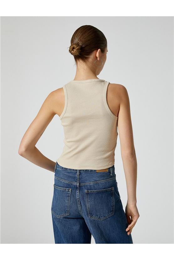 Koton 4Sal30065Ik 547 Kahverengi Genç Kız Jersey Kolsuz Basic T-Shirt