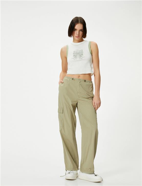 Koton 4Sal30071Ik 010 Ekru Genç Kız Pamuk Jersey Kolsuz T-Shirt