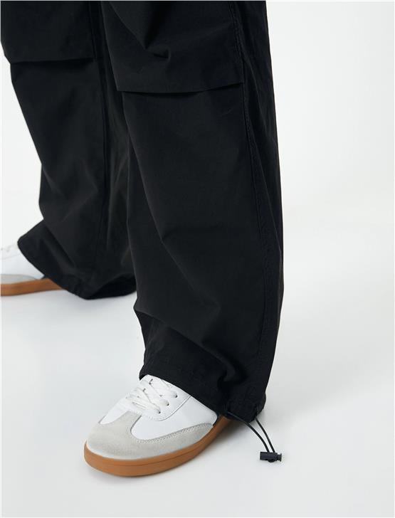 Koton 4Sal40033Mw 999 Sıyah Kadın Pamuk Dokuma Pantolon