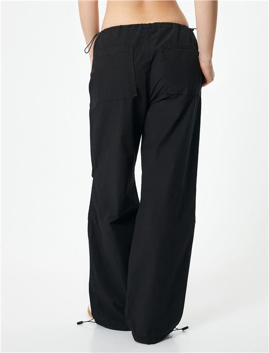 Koton 4Sal40033Mw 999 Sıyah Kadın Pamuk Dokuma Pantolon