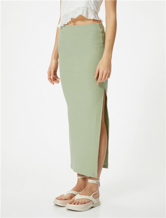 Koton 4Sal70008Ik 876 Haki Genç Kız Jersey Etek