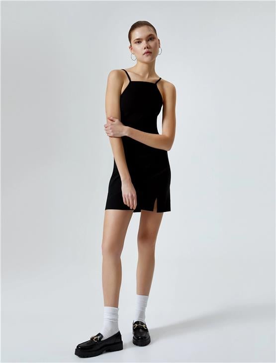 Koton 4Sal80002Iw 999 Siyah Genç Kız Dokuma Elbise