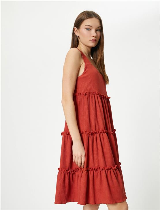 Koton 4Sal80103Ik 521 Kahverengi Genç Kız Jersey Elbise