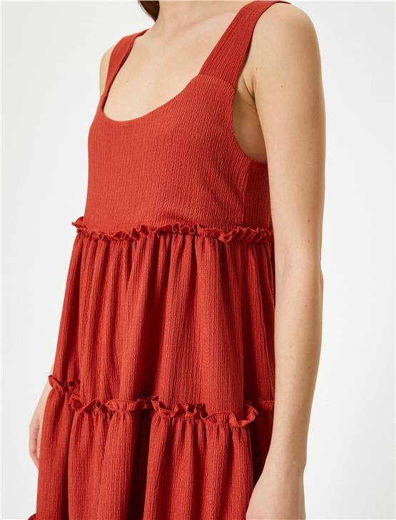 Koton 4Sal80103Ik 521 Kahverengi Genç Kız Jersey Elbise